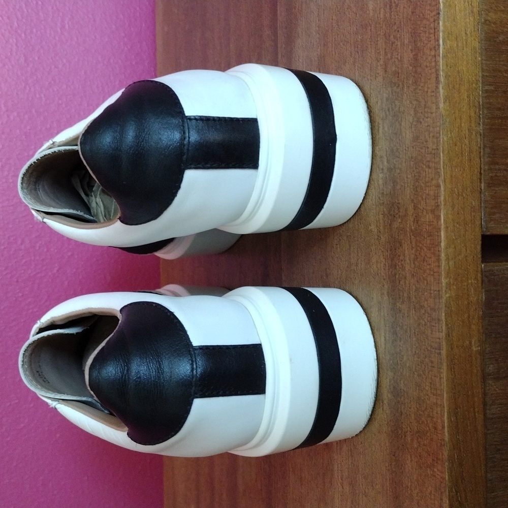 Linea Paolo Kaira White Nappa Leather Platform Sneakers Size 9.5 Wide Sole - Picture 7 of 12